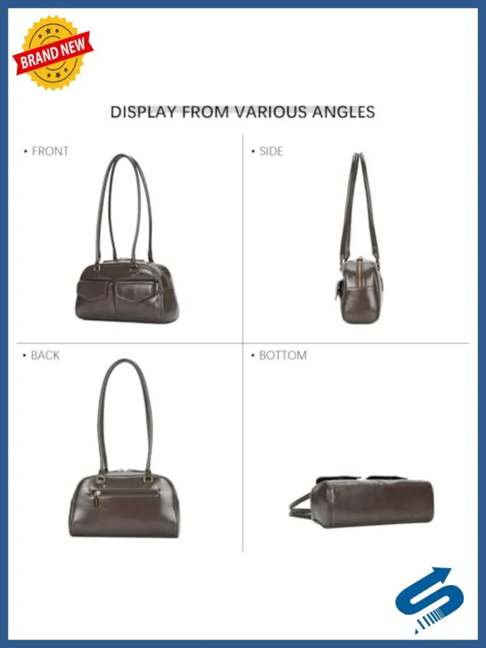 Women's Shoulder Bag with Dual Handles - Faux Leather Swing Handbag